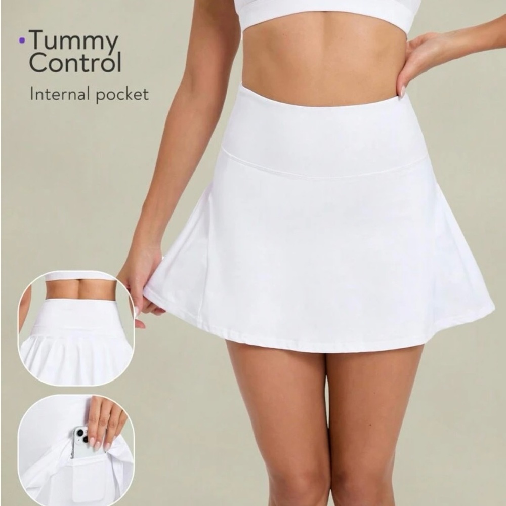 White Tennis Skirt with Internal Pocket